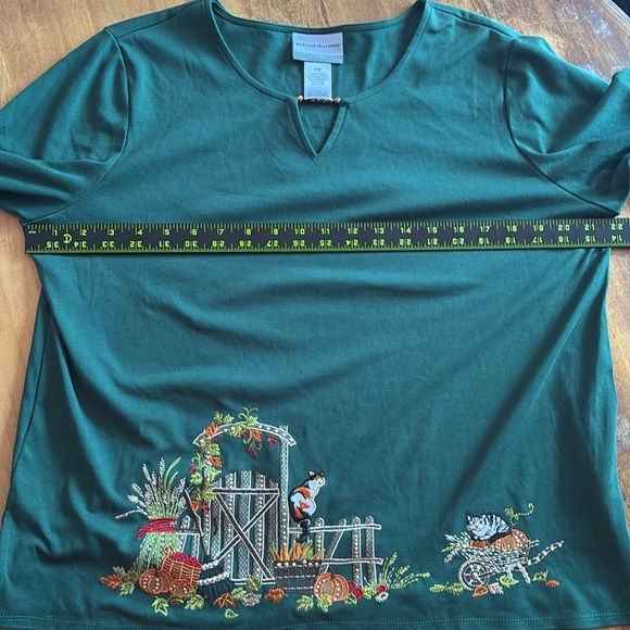 Alfred Dunner Top Garden Gate Cats Pumpkins Halloween Fall Petite Medium - Picture 10 of 10